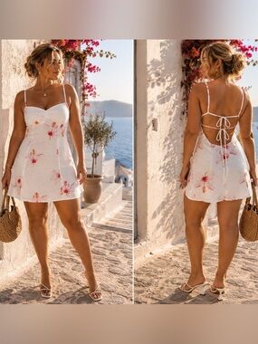 Peppermayo Isra Linen Mini Dress Camellia Floral Size US 18 AU 22 NWT Vacation